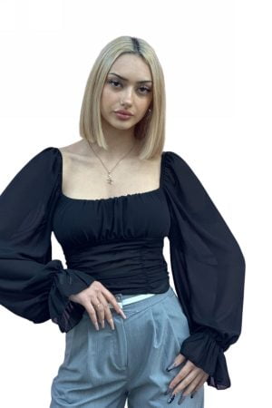 ΜΠΛΟΥΖΑ ΜΕ ΦΑΡΔΥ ΔΙΑΦΑΝΟ ΜΑΝΙΚΙ