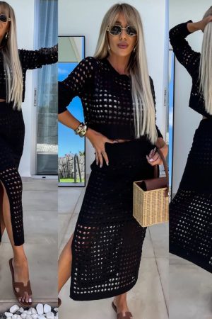 ΣΕΤ ΠΛΕΚΤΟ ΜΕ ΦΟΥΣΤΑ ΚΑΙ CROP TOP