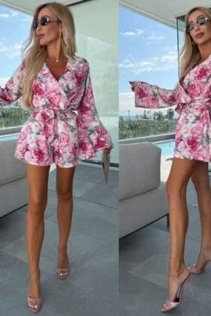 ΑΕΡΙΝΟ FLORAL  ΟΛΟΣΩΜΟ ΜΕ ΦΑΡΔΙΑ ΜΑΝΙΚΙΑ